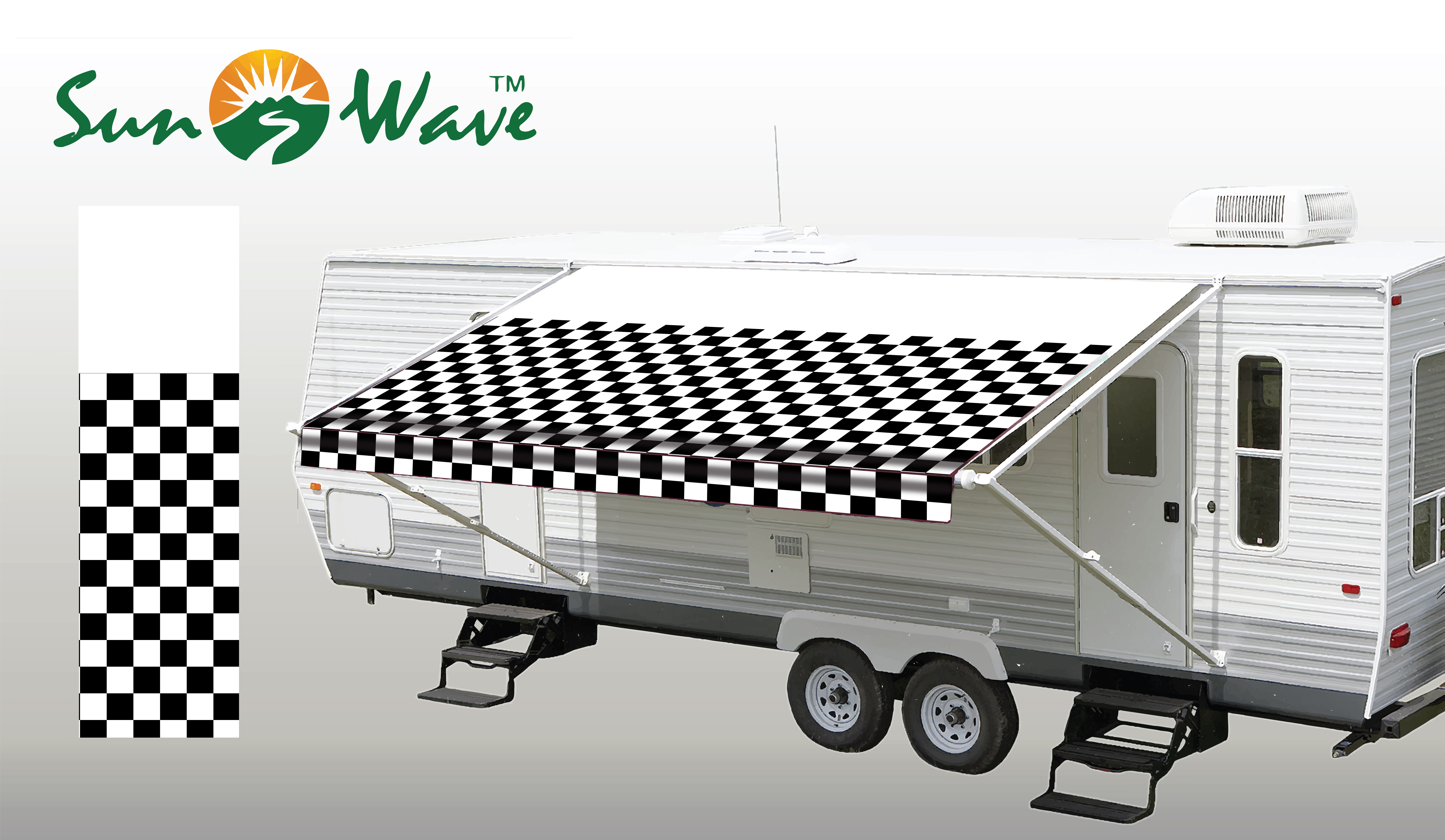 Checkered Pattern Rv Patio Awning Fabric Sunwave Products
